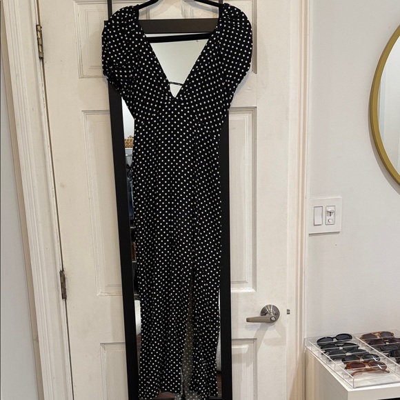 Zara Linen Blend Polka Dot Midi Dress - Picture 2 of 3
